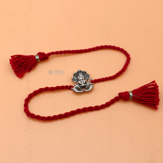 925 Sterling silver Lord Shiva design pendant Rakhi bracelet best gift for special Rakshabandhan festival rk317 - TRIBAL ORNAMENTS
