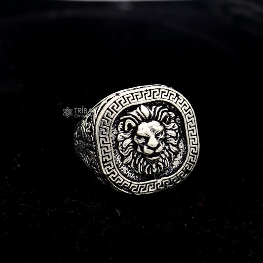 92.5% sterling silver handmade king lion head face high quality unique ring band for gifting, stylish luxury lion ring sr708 - TRIBAL ORNAMENTS