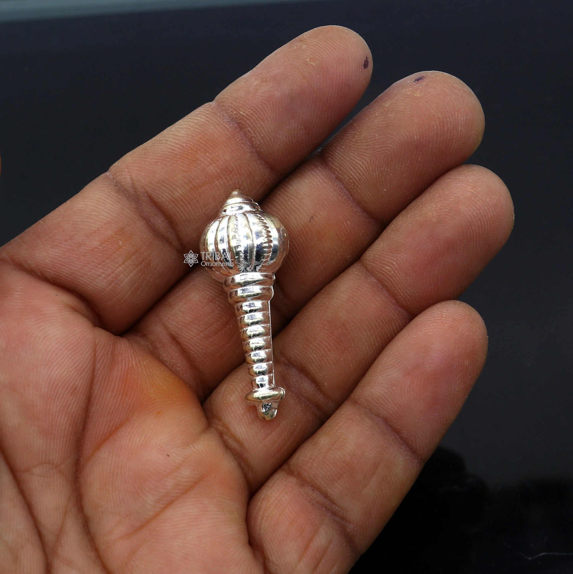 925 Sterling silver handmade lord HanumanA Gada/Mace, divine BAJRANGBALI weapon gift for idol hanuman for best wishes puja articles su1300 - TRIBAL ORNAMENTS