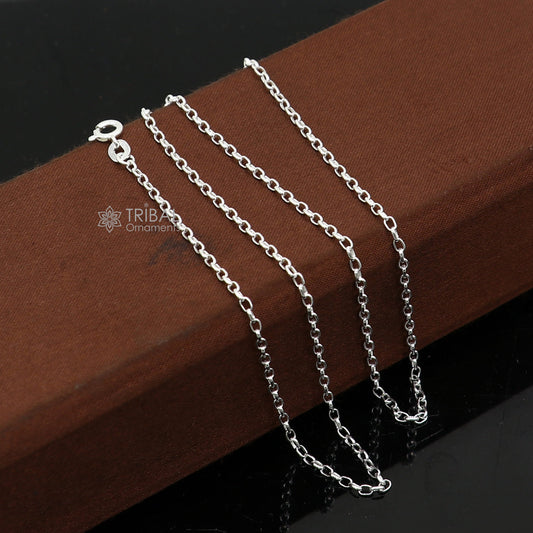 18 inches 1.5mm handmade Rolo chain 925 sterling silver chain, kids chain, plain bright silver trendy style boy's girls chain ch594 - TRIBAL ORNAMENTS