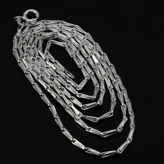 24 inches 1.5mm handmade unique chain 925 sterling silver chain, plain bright silver trendy style boy's girls chain ch595 - TRIBAL ORNAMENTS