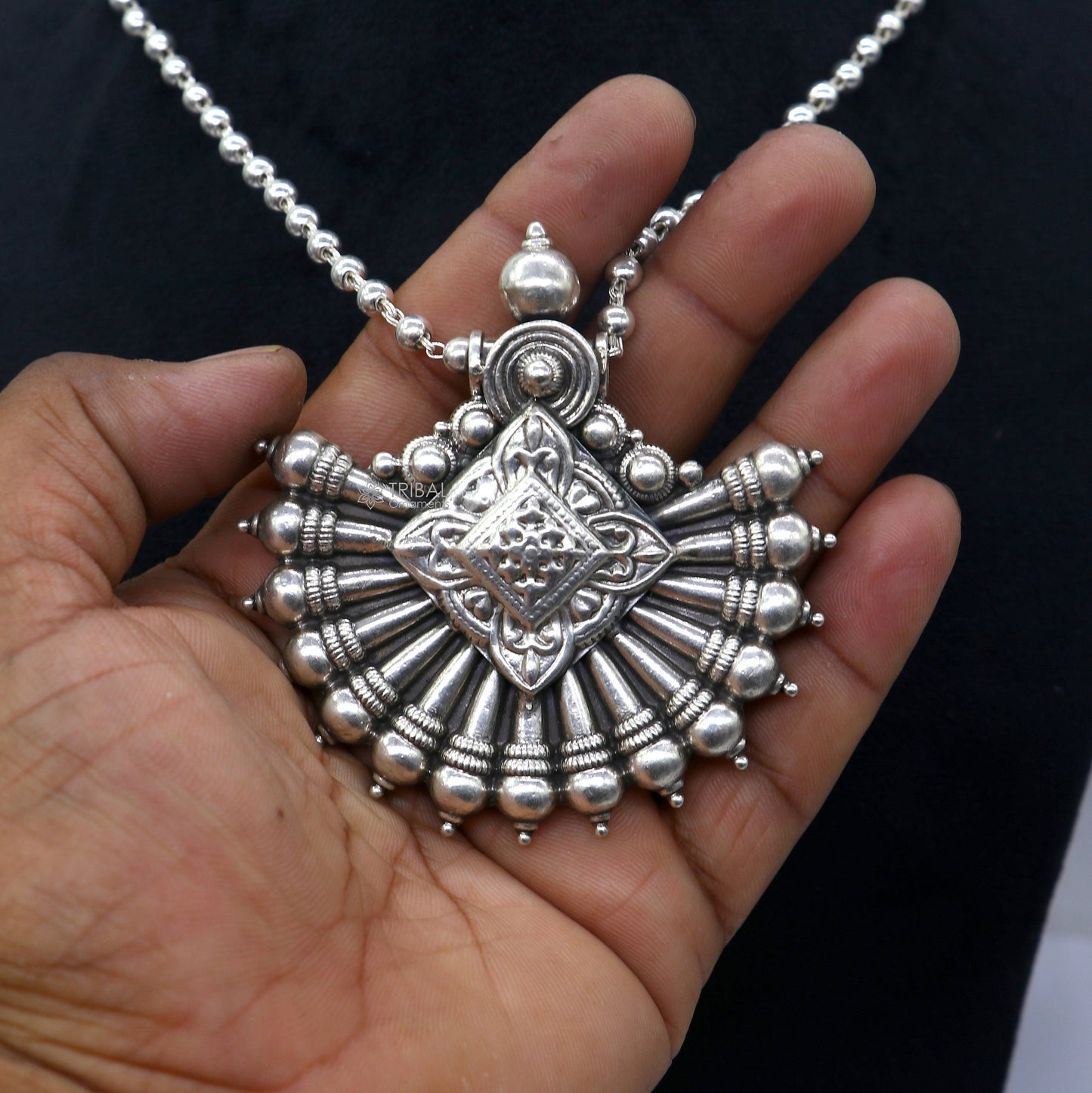30" 925 sterling silver handmade beaded long necklace with unique design traditional cultural functional pendant necklace jewelry Set686 - TRIBAL ORNAMENTS