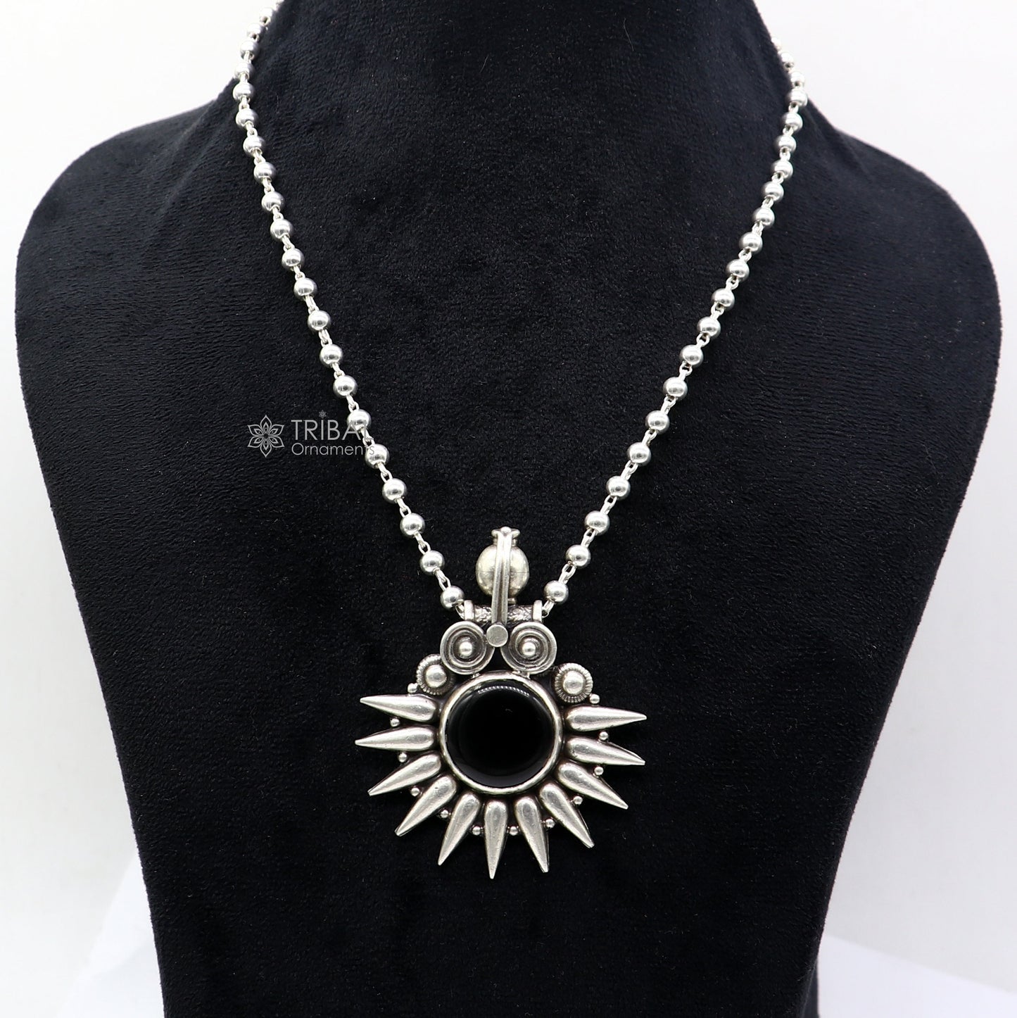30" 925 sterling silver handmade beaded long necklace with unique design traditional cultural functional pendant necklace jewellery Set688 - TRIBAL ORNAMENTS