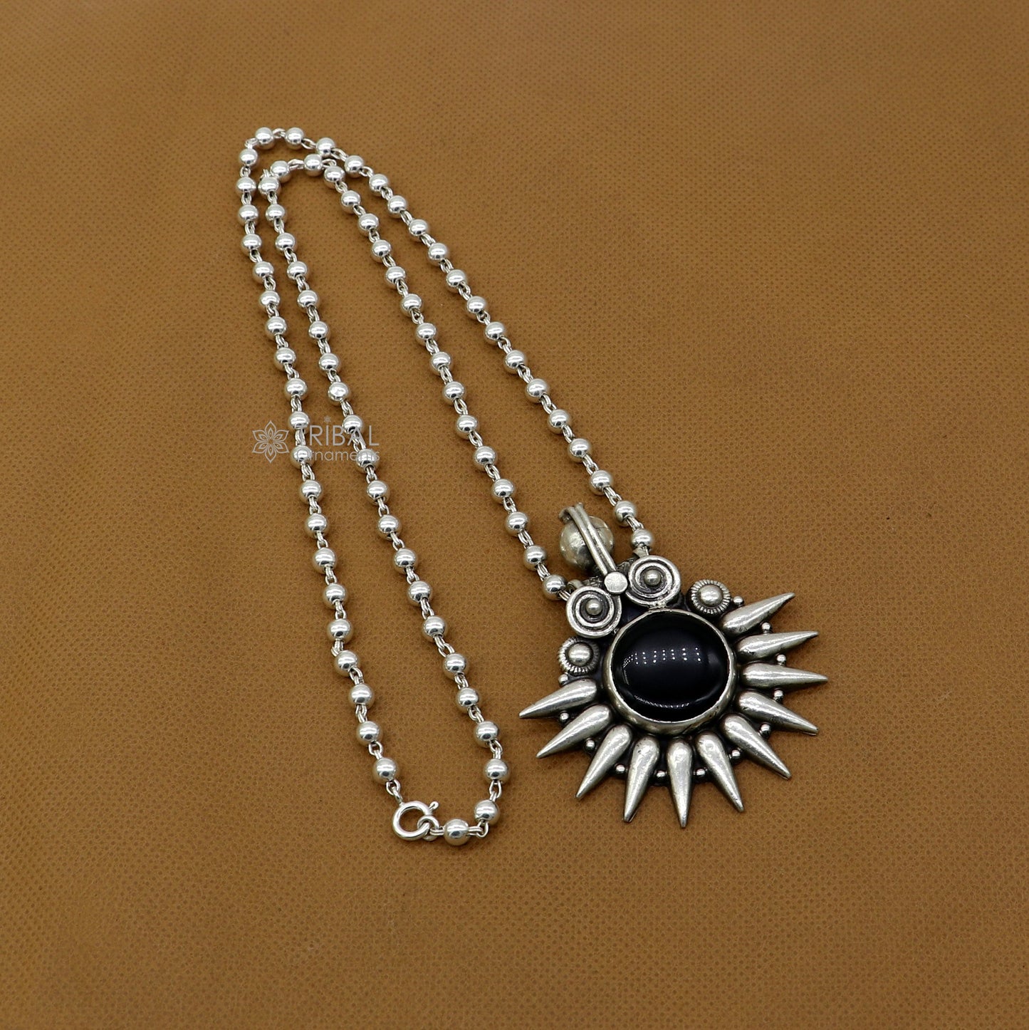 30" 925 sterling silver handmade beaded long necklace with unique design traditional cultural functional pendant necklace jewellery Set688 - TRIBAL ORNAMENTS