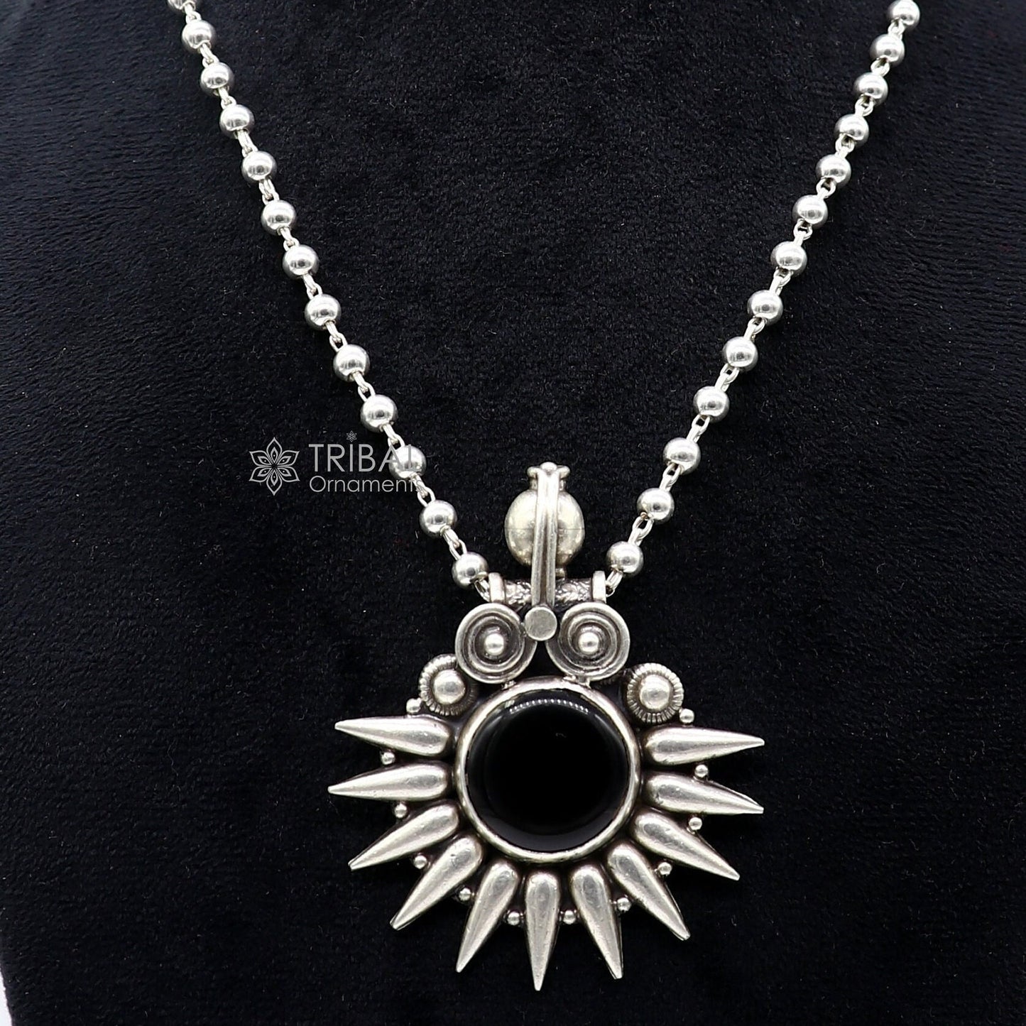 30" 925 sterling silver handmade beaded long necklace with unique design traditional cultural functional pendant necklace jewellery Set688 - TRIBAL ORNAMENTS