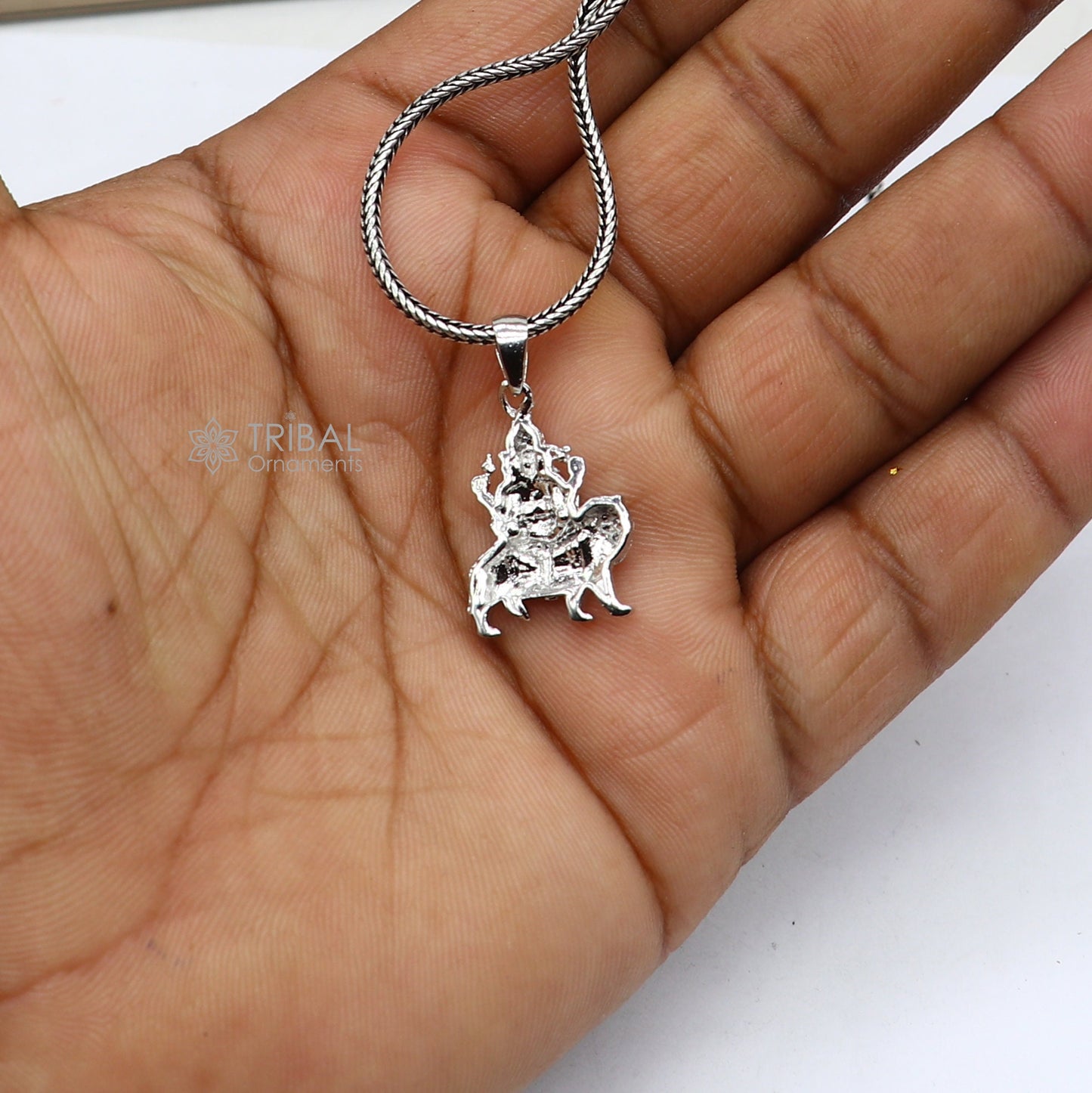 925 sterling silver Lord Ganesha with lion design pendant necklace, Lord Ganesha unique style handmade pendant for unisex gift Nsp823 - TRIBAL ORNAMENTS