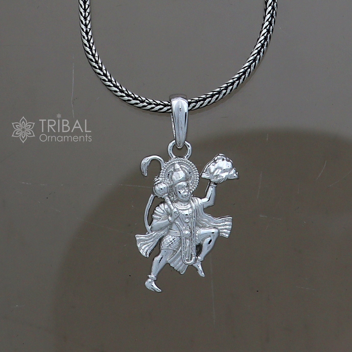 925 sterling silver handmade Hindu idol God Lord hanuman flying pendant, amazing divine lord bajarangbali pendant gifting jewelry NSP825 - TRIBAL ORNAMENTS