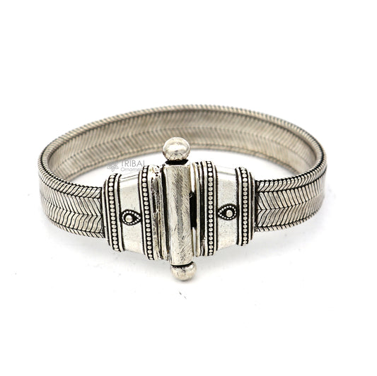 Vintage style 12MM solid 925 sterling silver handmade gorgeous wheat chain bracelet belt unisex jewellery from Rajasthan India nsbr741 - TRIBAL ORNAMENTS