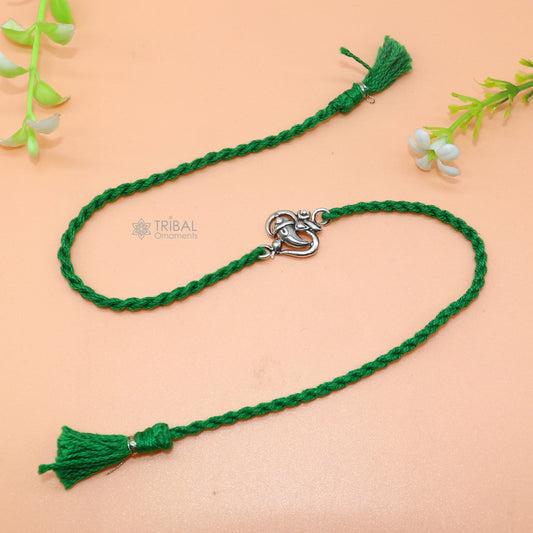 925 Sterling silver lord Ganesha "Aum"/ OM design pendant Rakhi bracelet. best gift for your brother's on special Rakshabandhan festival rk312 - TRIBAL ORNAMENTS