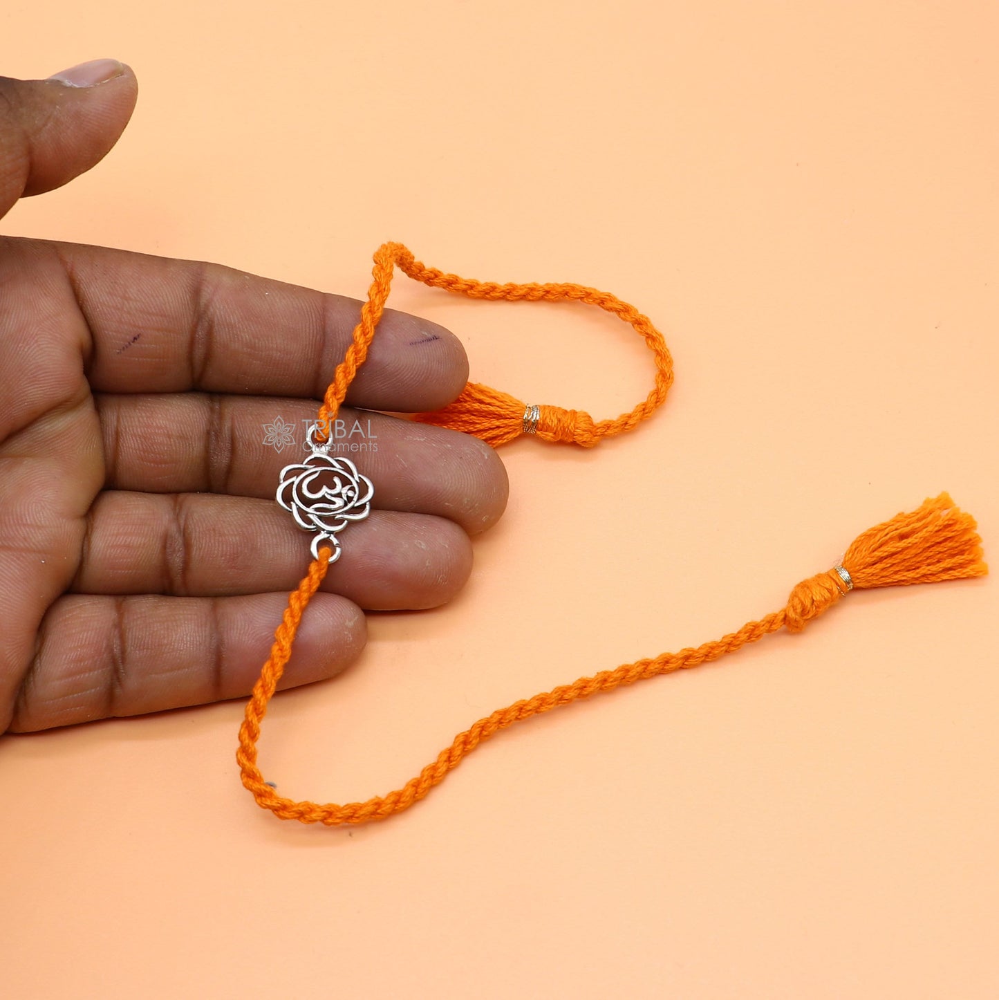 925 Sterling silver HINDU Mantra "Aum"/ OM design pendant Rakhi bracelet. best gift for your brother's on special Rakshabandhan festival rk313 - TRIBAL ORNAMENTS