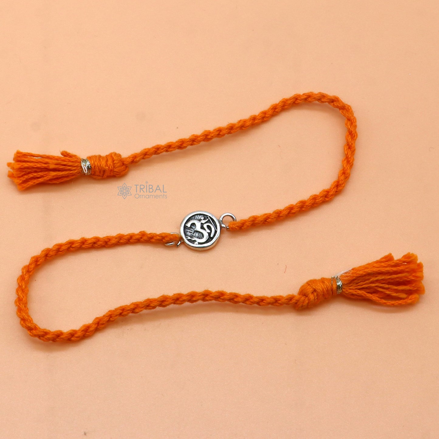 925 Sterling silver HINDU Mantra "Aum"/ OM design pendant Rakhi bracelet. best gift for your brother's on special Rakshabandhan festival rk315 - TRIBAL ORNAMENTS
