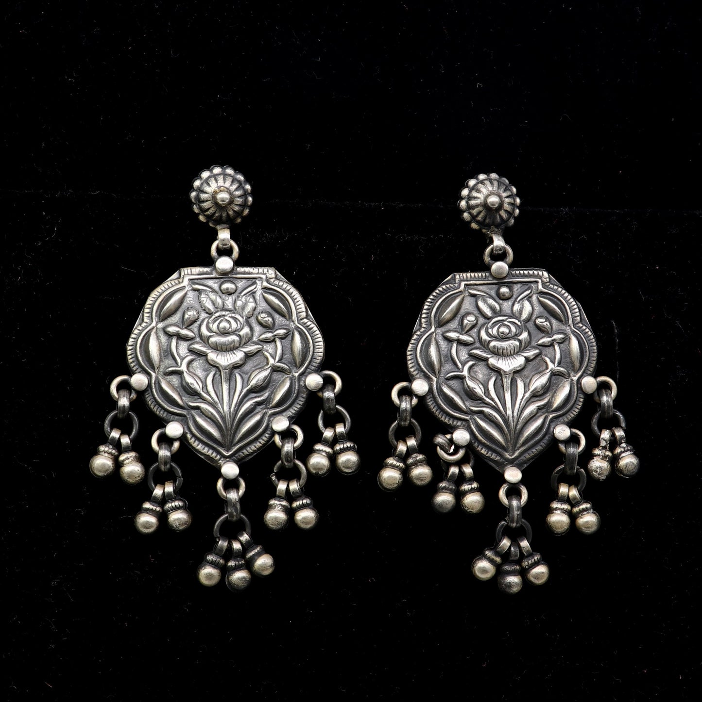 925 sterling silver ethnic tribal drop dangling earrings s1318 - TRIBAL ORNAMENTS