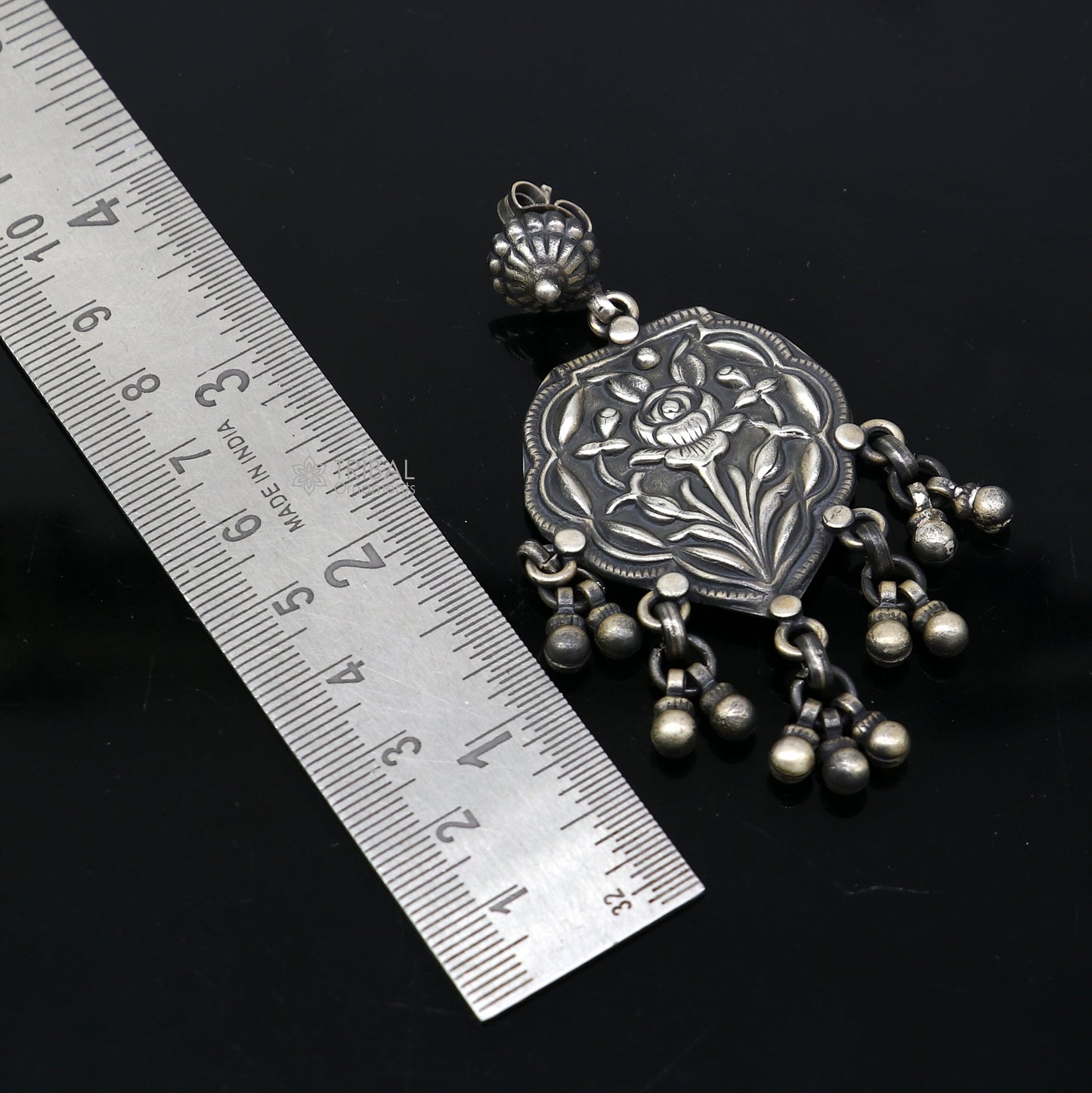 925 sterling silver ethnic tribal drop dangling earrings s1318 - TRIBAL ORNAMENTS