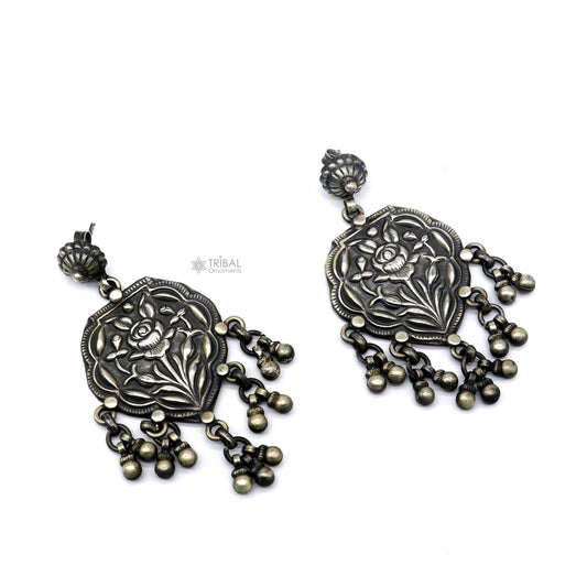 925 sterling silver ethnic tribal drop dangling earrings s1318 - TRIBAL ORNAMENTS