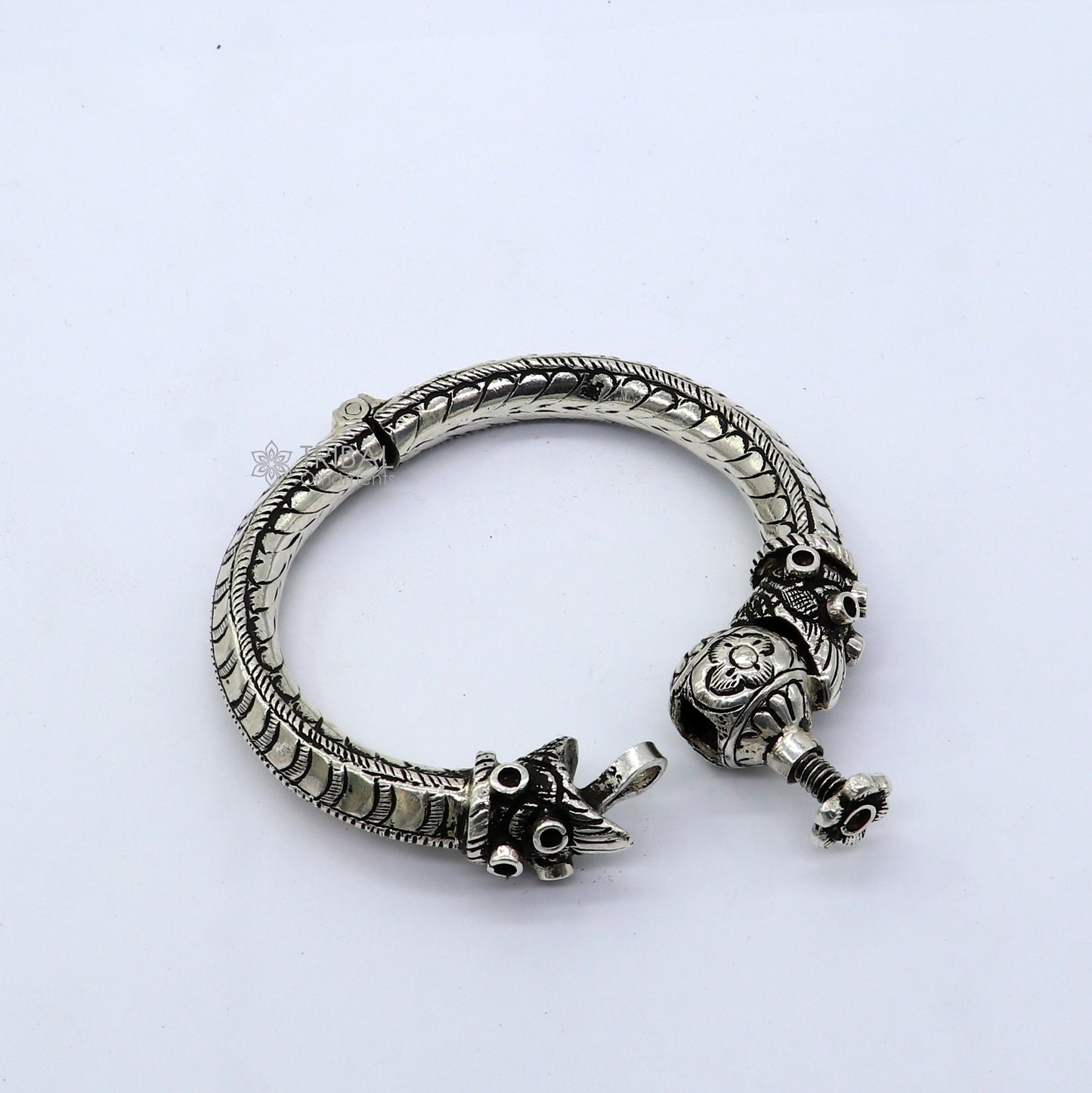 925 sterling silver fabulous crocodile face stylish attractive kada bangle bracelet pretty work attractive tribal belly dance jewelry nsk837 - TRIBAL ORNAMENTS