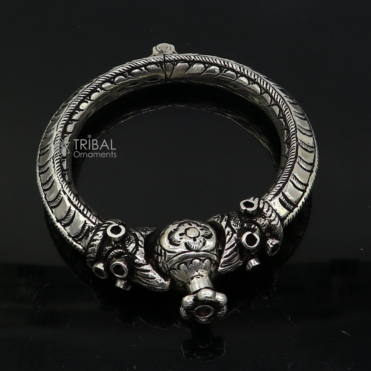 925 sterling silver fabulous crocodile face stylish attractive kada bangle bracelet pretty work attractive tribal belly dance jewelry nsk837 - TRIBAL ORNAMENTS