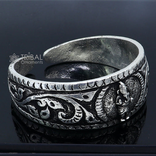925 sterling silver handmade vintage lord ganesha design bangle bracelet kada tribal jewelry cuff240 - TRIBAL ORNAMENTS
