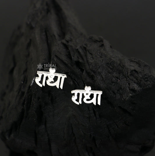 925 Sterling silver handmade goddess " Radhe"  stud earring solid silver unisex cultural divine jewelry  s1309 - TRIBAL ORNAMENTS