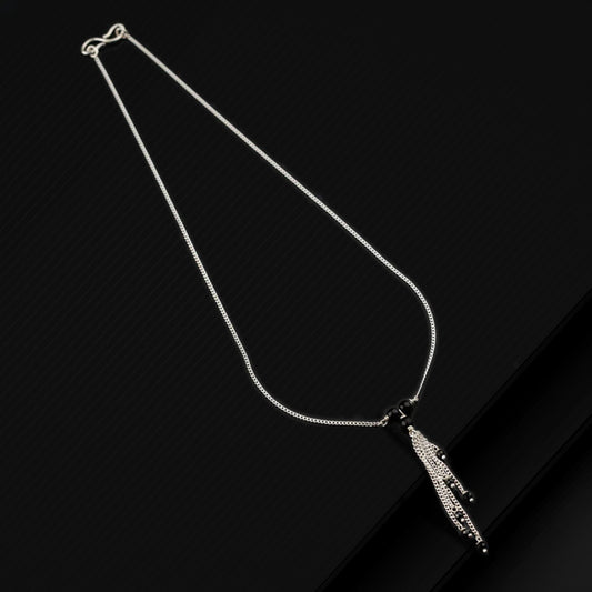 Pure 925 sterling silver black beaded chain necklace, vintage antique ball style pendant Mangalsutra ms113 - TRIBAL ORNAMENTS