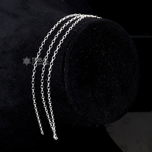 18 inches 1.5mm handmade Rolo chain 925 sterling silver chain, kids chain, plain bright silver trendy style boy's girls chain ch594 - TRIBAL ORNAMENTS