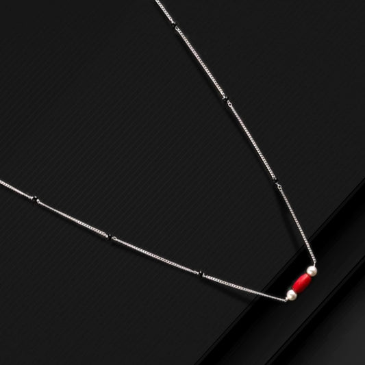 925 sterling silver black beaded chain necklace and vintage antique silver ball style pendant Mangalsutra ms124 - TRIBAL ORNAMENTS