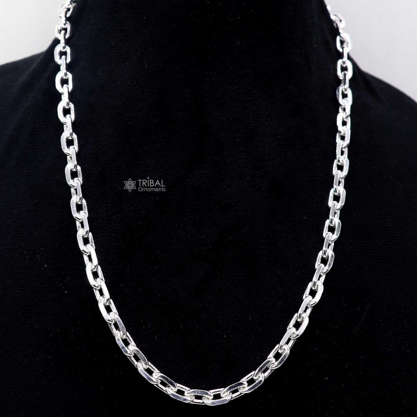 20" heavy 925 Sterling silver handmade fabulous square link rolo chain unisex necklace jewelry from india ch596 - TRIBAL ORNAMENTS