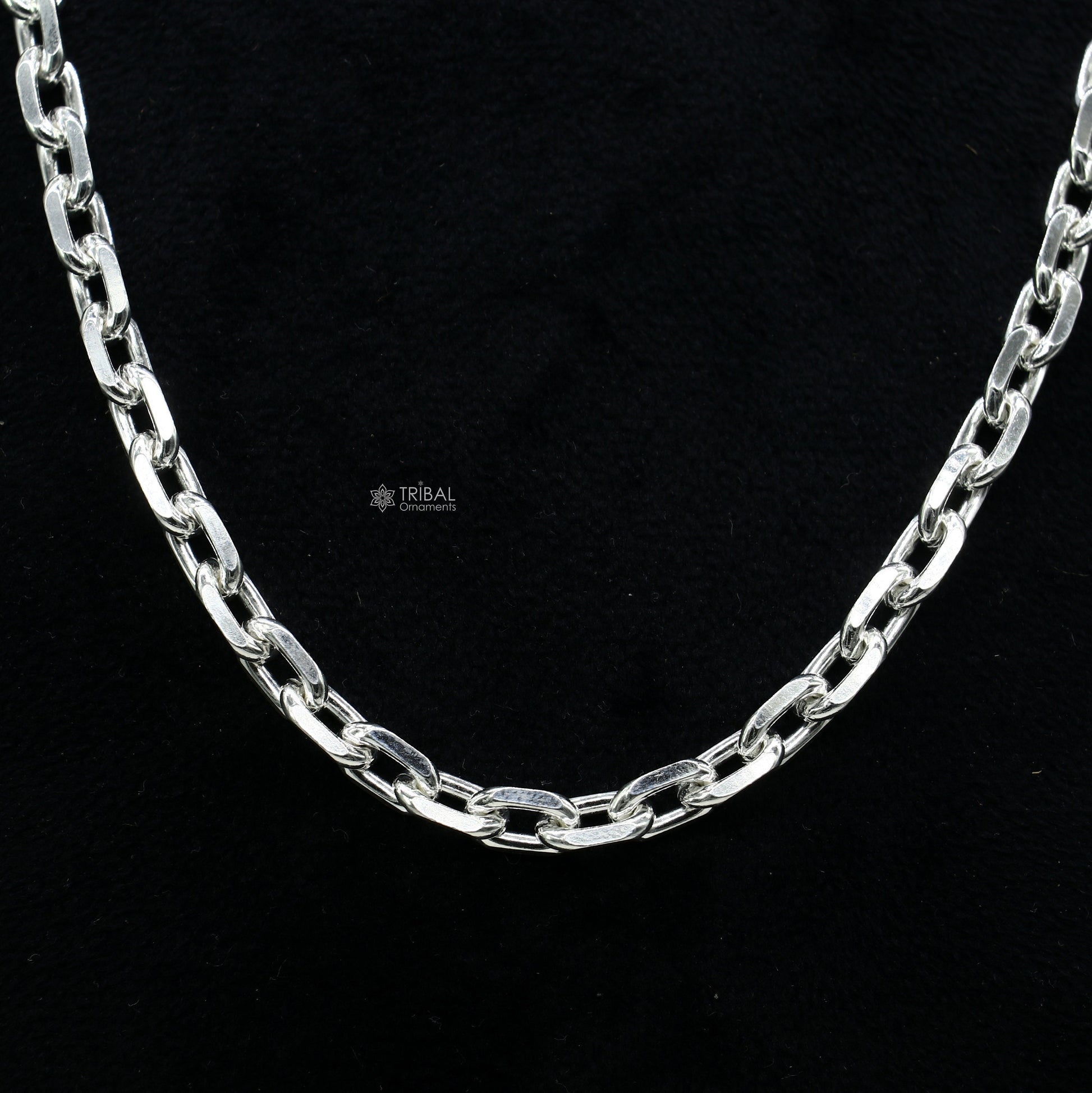 20" heavy 925 Sterling silver handmade fabulous square link rolo chain unisex necklace jewelry from india ch596 - TRIBAL ORNAMENTS