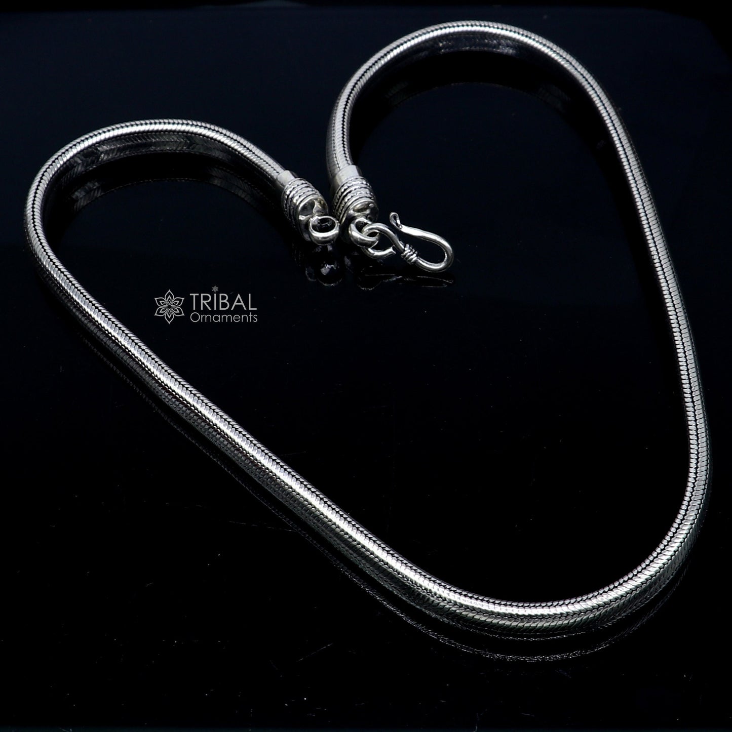 20" inches handmade solid half round D shape snake chain heavy 9mm necklace, amazing luxury royal gifting vintage designer jewelry ch601 - TRIBAL ORNAMENTS