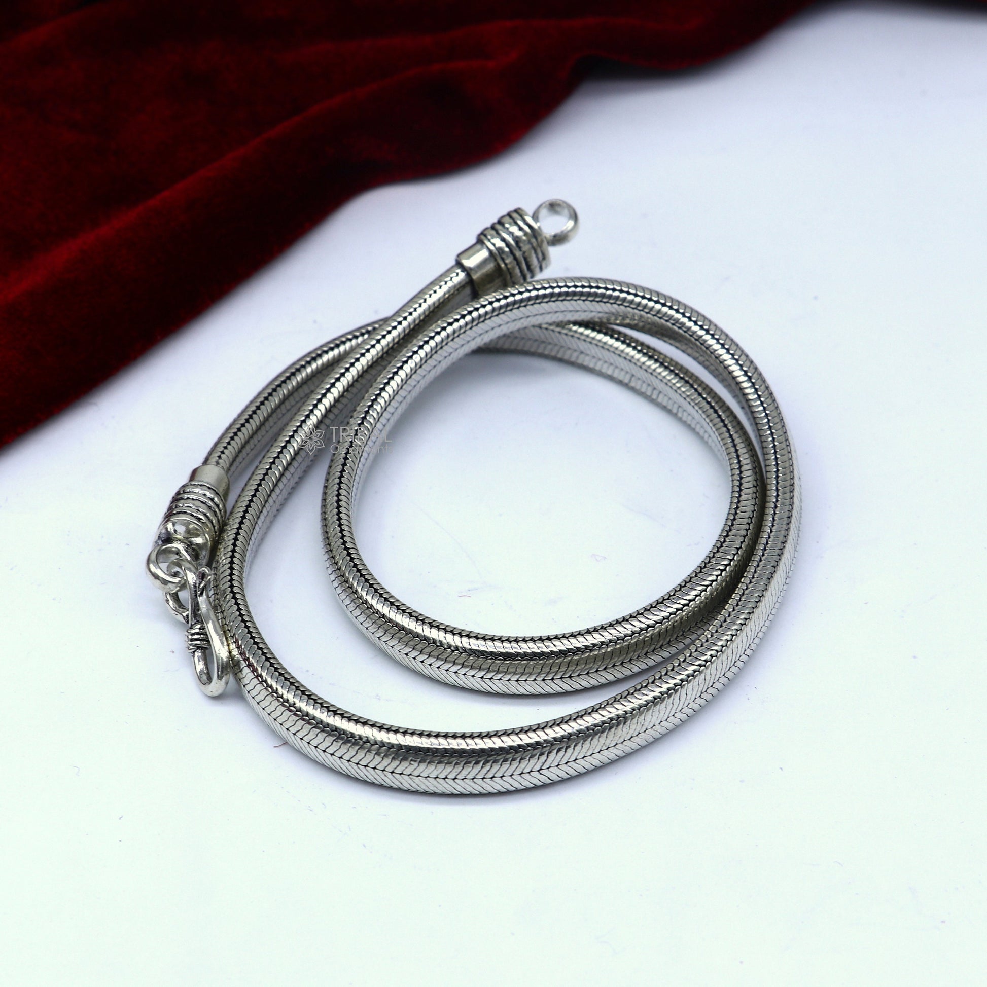 20" inches handmade solid half round D shape snake chain heavy 9mm necklace, amazing luxury royal gifting vintage designer jewelry ch601 - TRIBAL ORNAMENTS