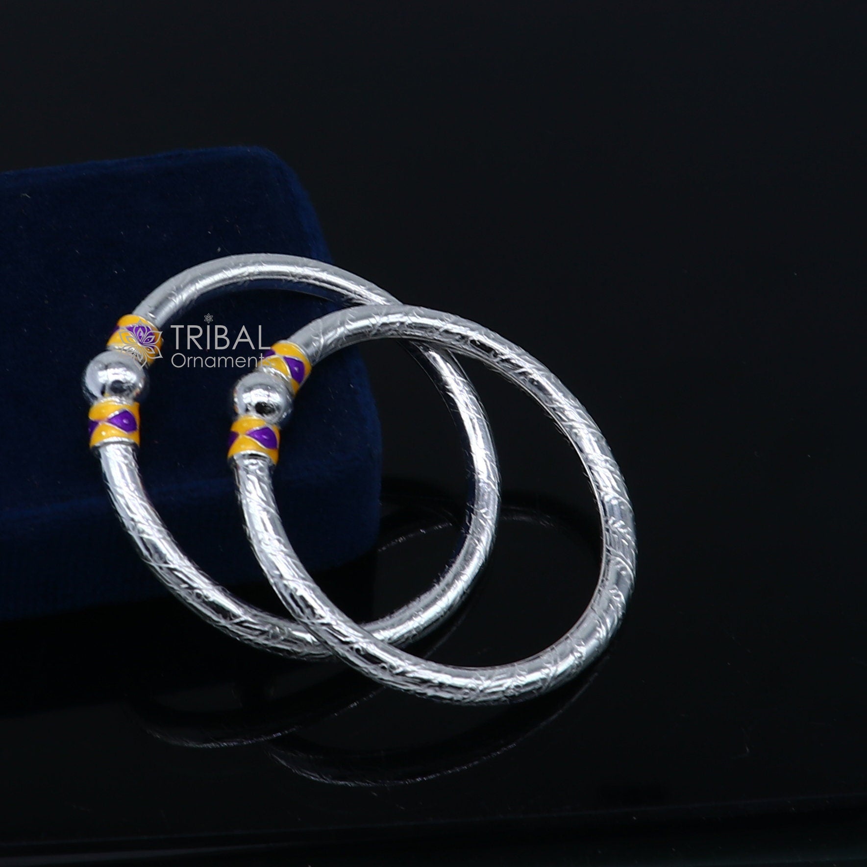 925 Sterling silver handmade Single ball design baby bangle bracelet kada, fabulous silver baby jewellery bbk208 - TRIBAL ORNAMENTS