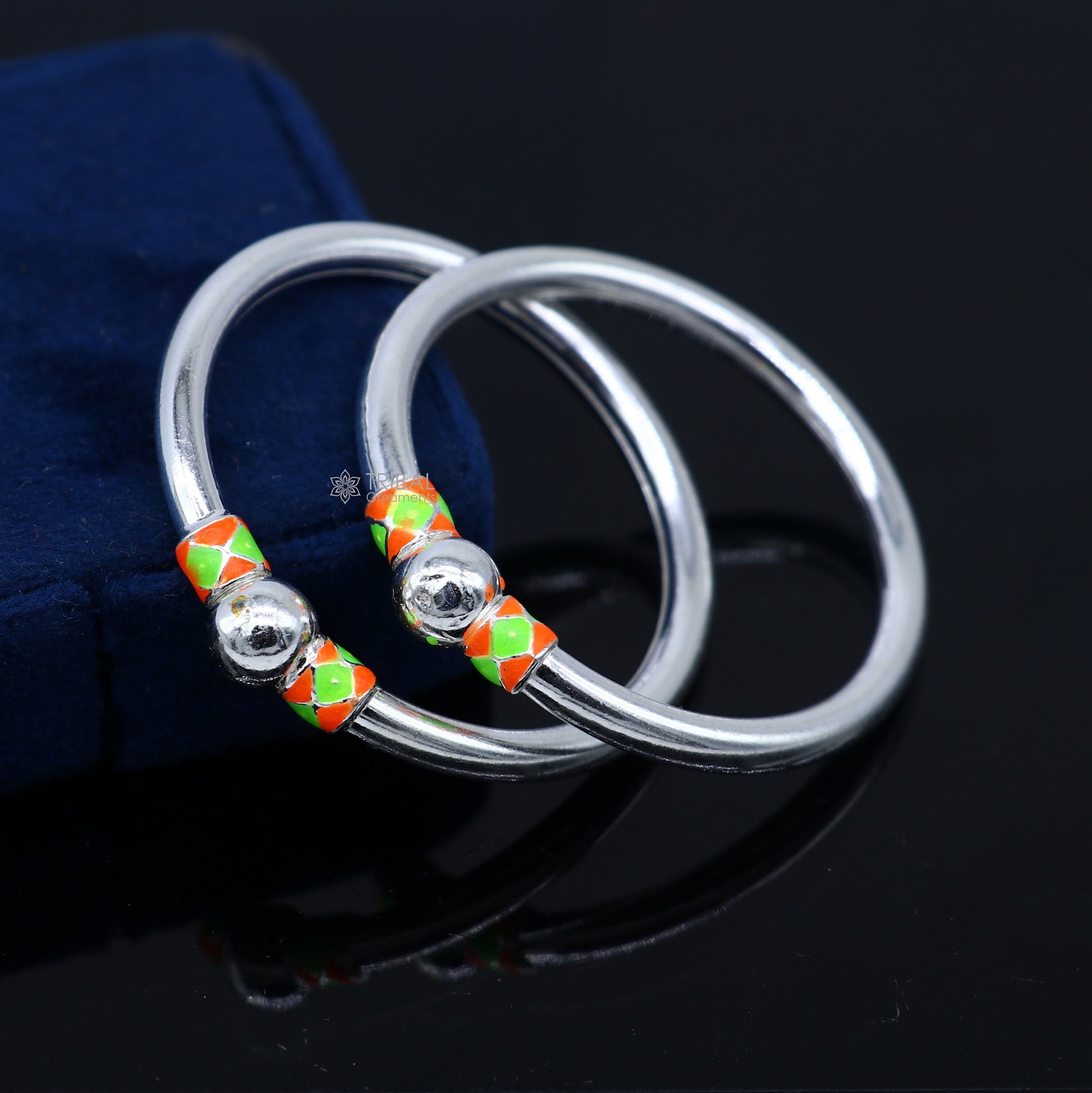 925 Sterling silver handmade Single ball design baby bangle bracelet kada, fabulous silver baby jewellery bbk210 - TRIBAL ORNAMENTS