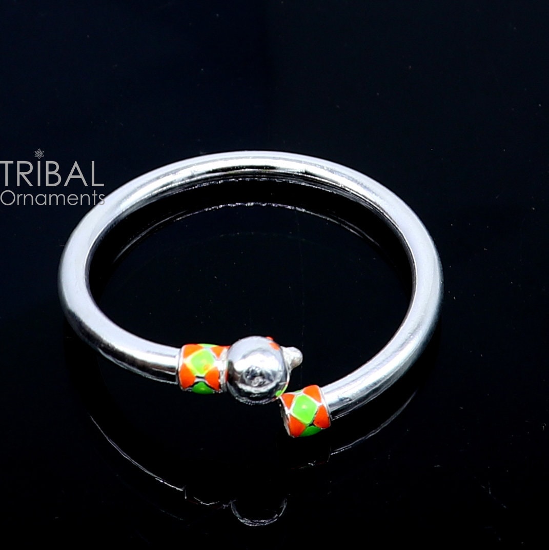 925 Sterling silver handmade Single ball design baby bangle bracelet kada, fabulous silver baby jewellery bbk210 - TRIBAL ORNAMENTS