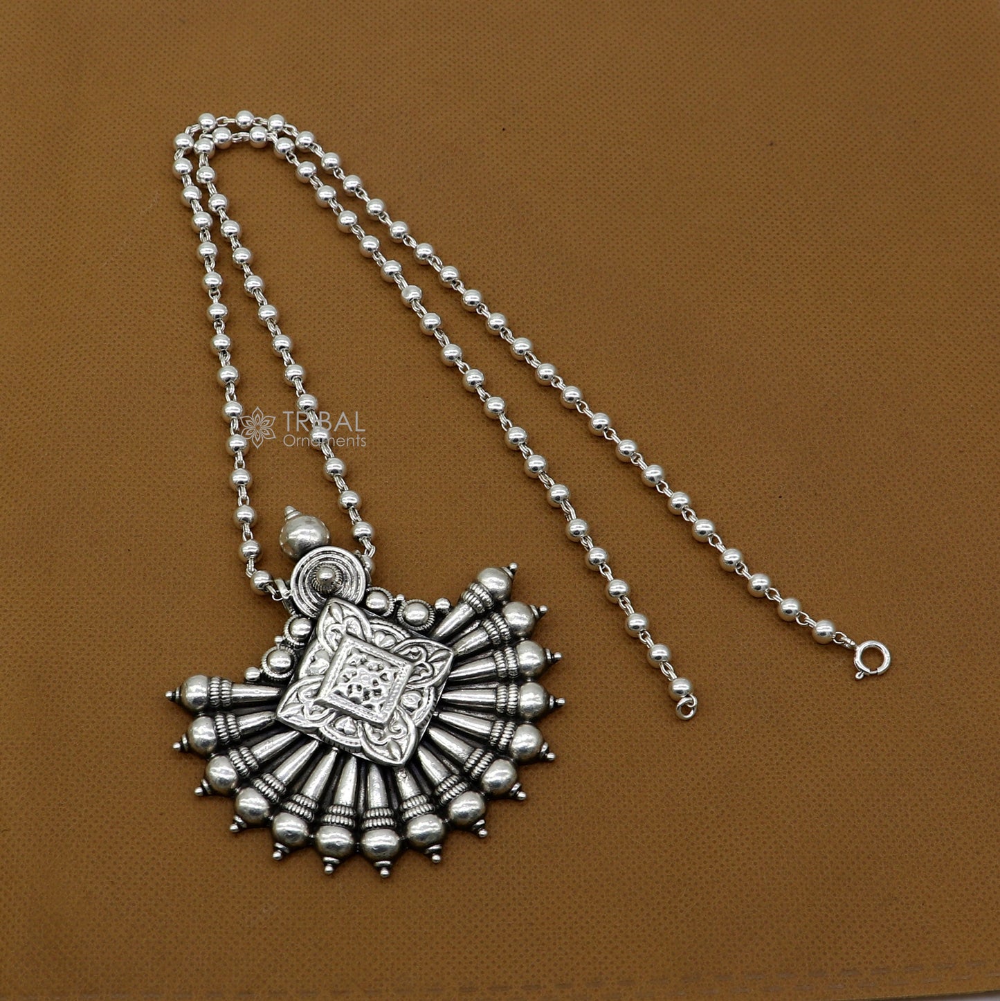 30" 925 sterling silver handmade beaded long necklace with unique design traditional cultural functional pendant necklace jewelry Set686 - TRIBAL ORNAMENTS