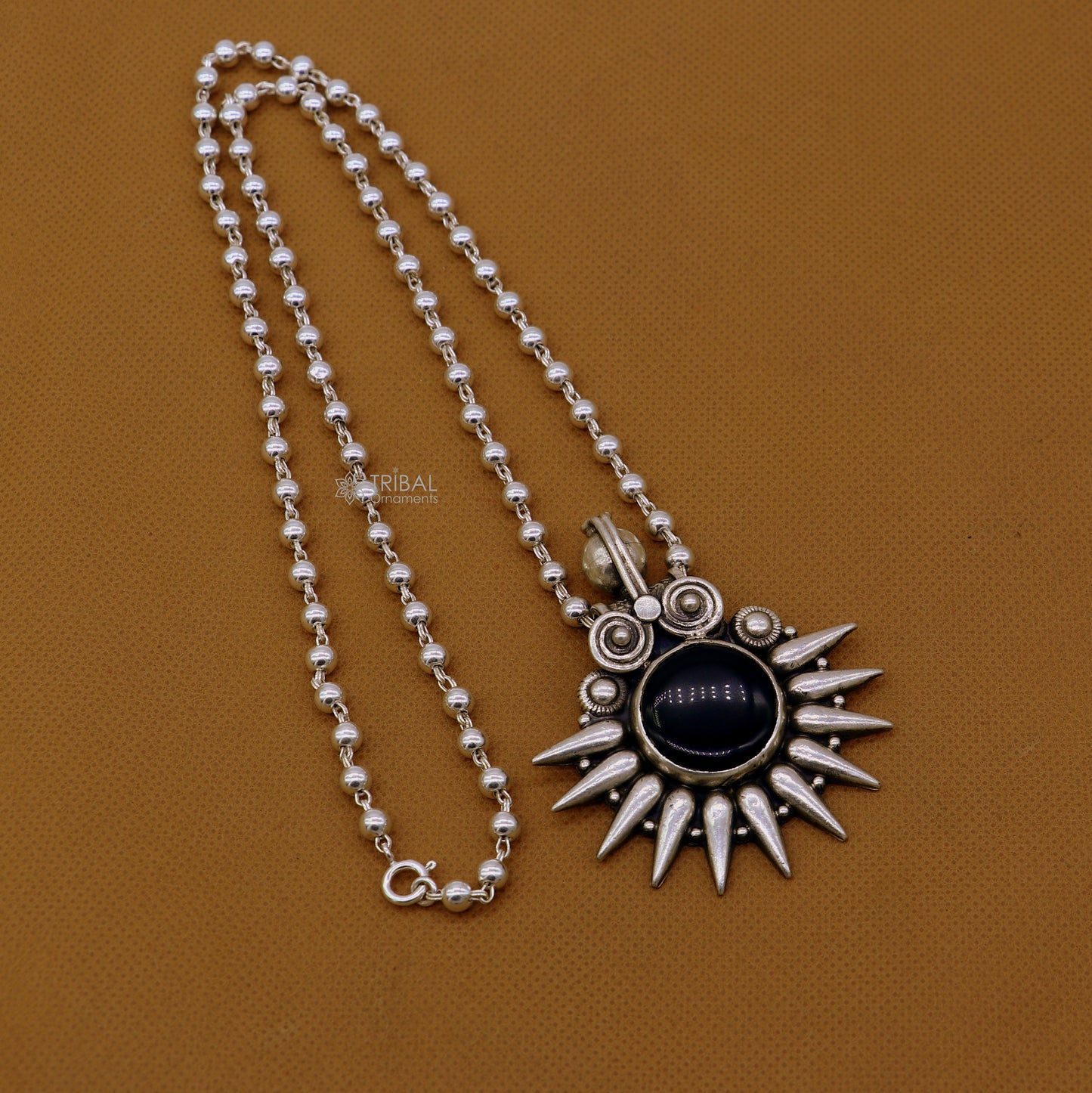 30" 925 sterling silver handmade beaded long necklace with unique design traditional cultural functional pendant necklace jewellery Set688 - TRIBAL ORNAMENTS