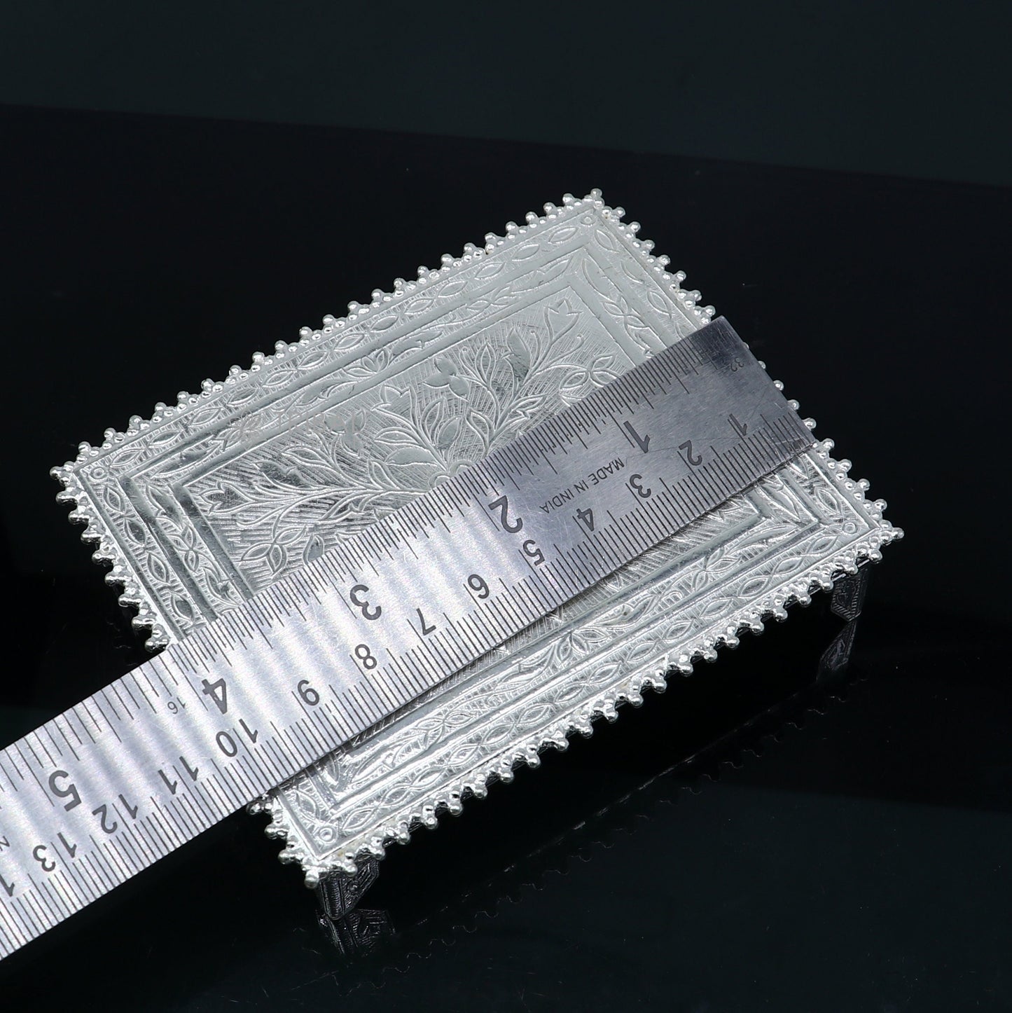 3.5"x4" Vintage design Sterling silver handmade customize small rectangle shape table/bazot/chouki, excellent home puja utensils su1302 - TRIBAL ORNAMENTS