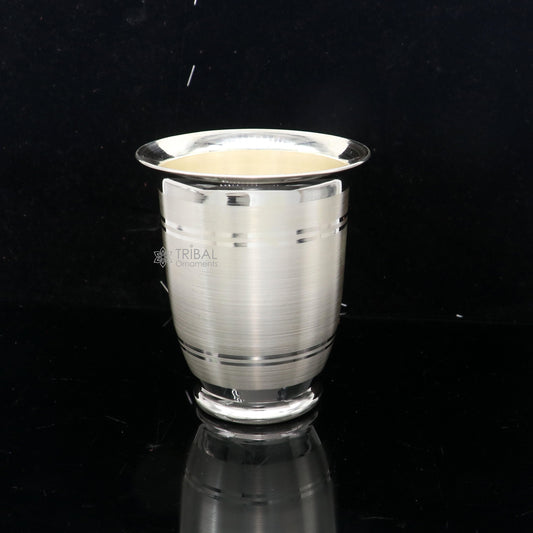 999 pure fine silver handmade water milk cup tumbler, 150ML capacity silver tumbler, silver baby food  flask, silver utensils gift sv294 - TRIBAL ORNAMENTS