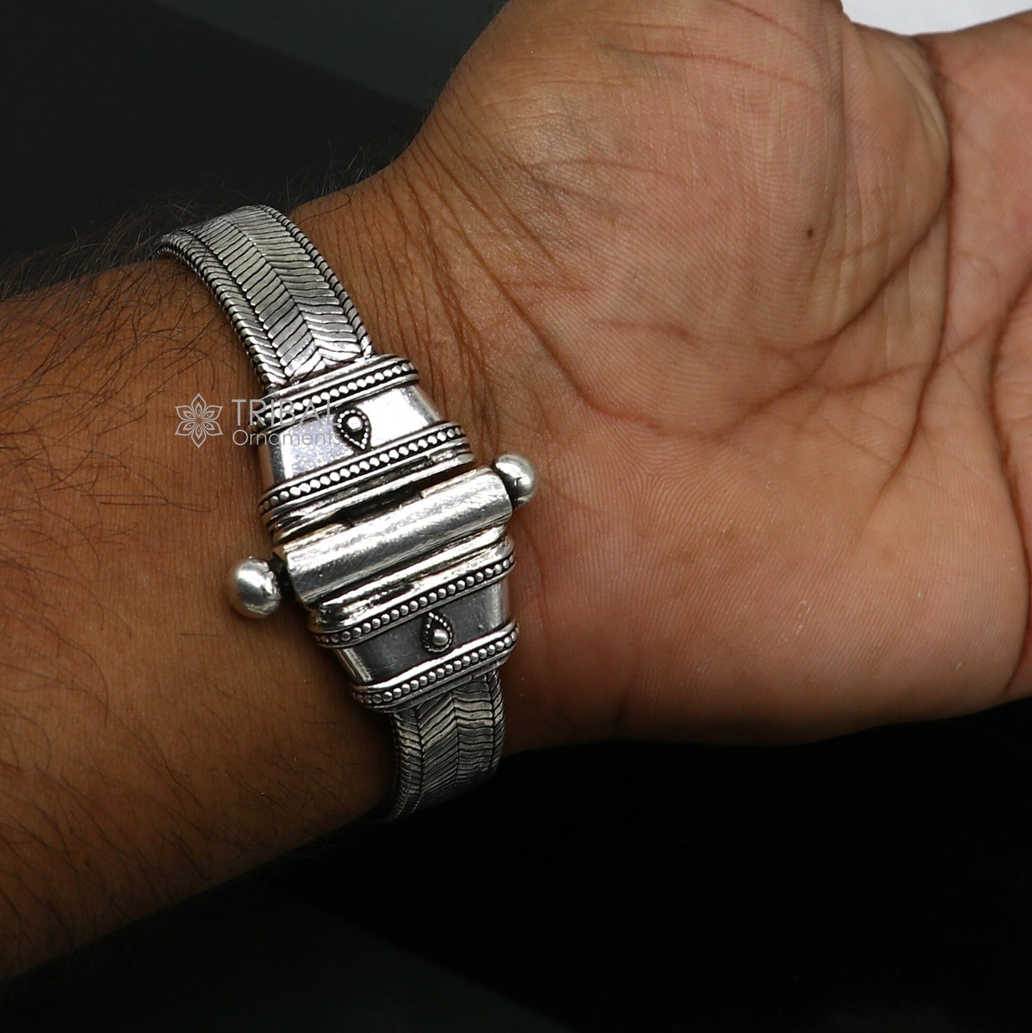 Vintage style 12MM solid 925 sterling silver handmade gorgeous wheat chain bracelet belt unisex jewellery from Rajasthan India nsbr741 - TRIBAL ORNAMENTS