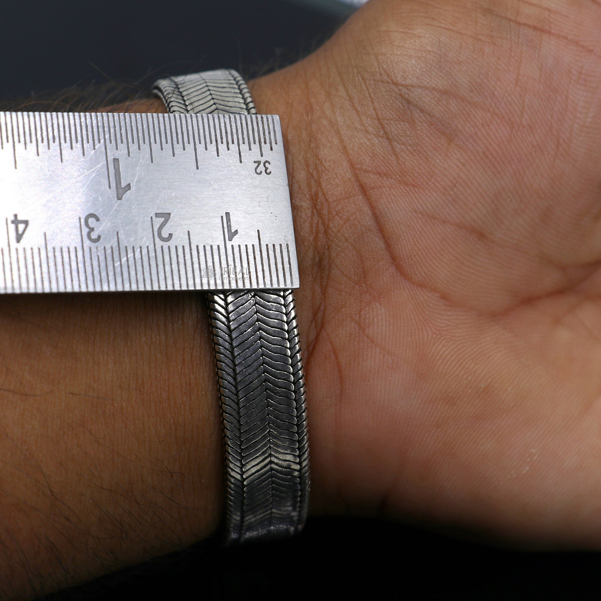 Vintage style 12MM solid 925 sterling silver handmade gorgeous wheat chain bracelet belt unisex jewellery from Rajasthan India nsbr741 - TRIBAL ORNAMENTS