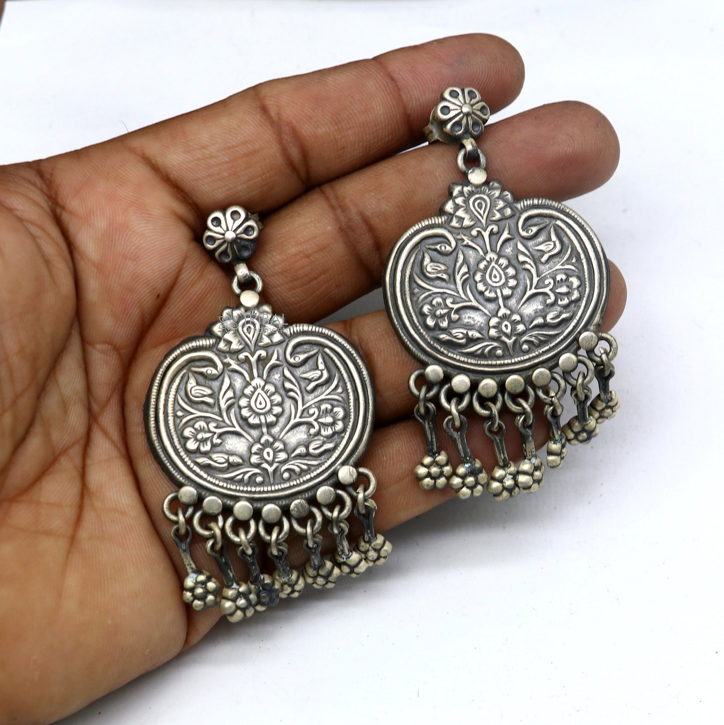 925 Sterling silver handmade customized vintage Floral stud earring, Amazing stylish earring, fabulous drop dangle gifting jewelry s1313 - TRIBAL ORNAMENTS