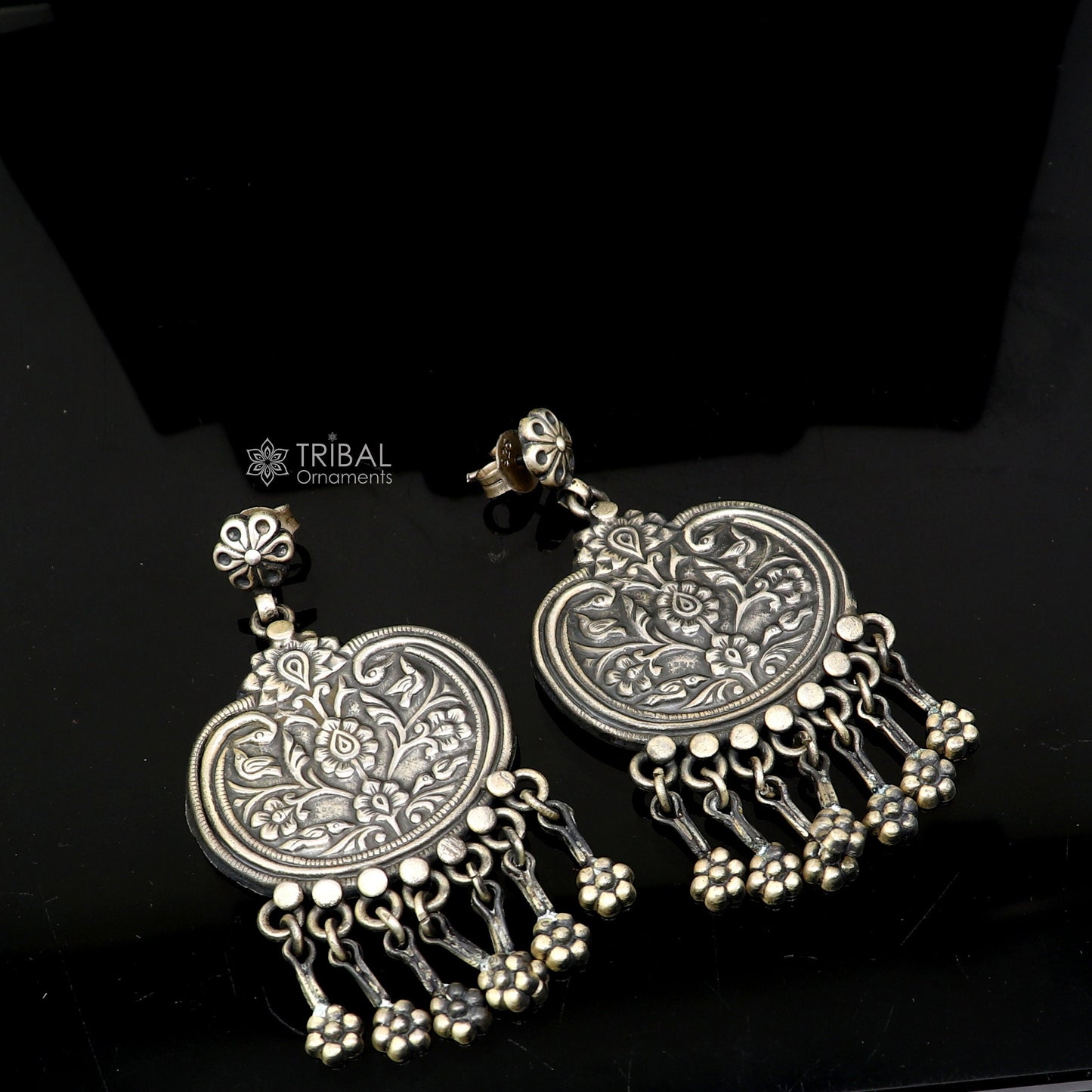 925 Sterling silver handmade customized vintage Floral stud earring, Amazing stylish earring, fabulous drop dangle gifting jewelry s1313 - TRIBAL ORNAMENTS