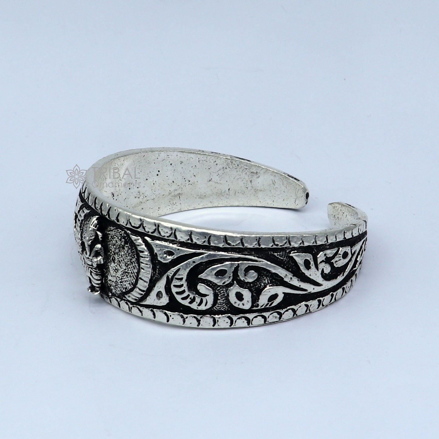 925 sterling silver handmade vintage lord ganesha design bangle bracelet kada tribal jewelry cuff240 - TRIBAL ORNAMENTS
