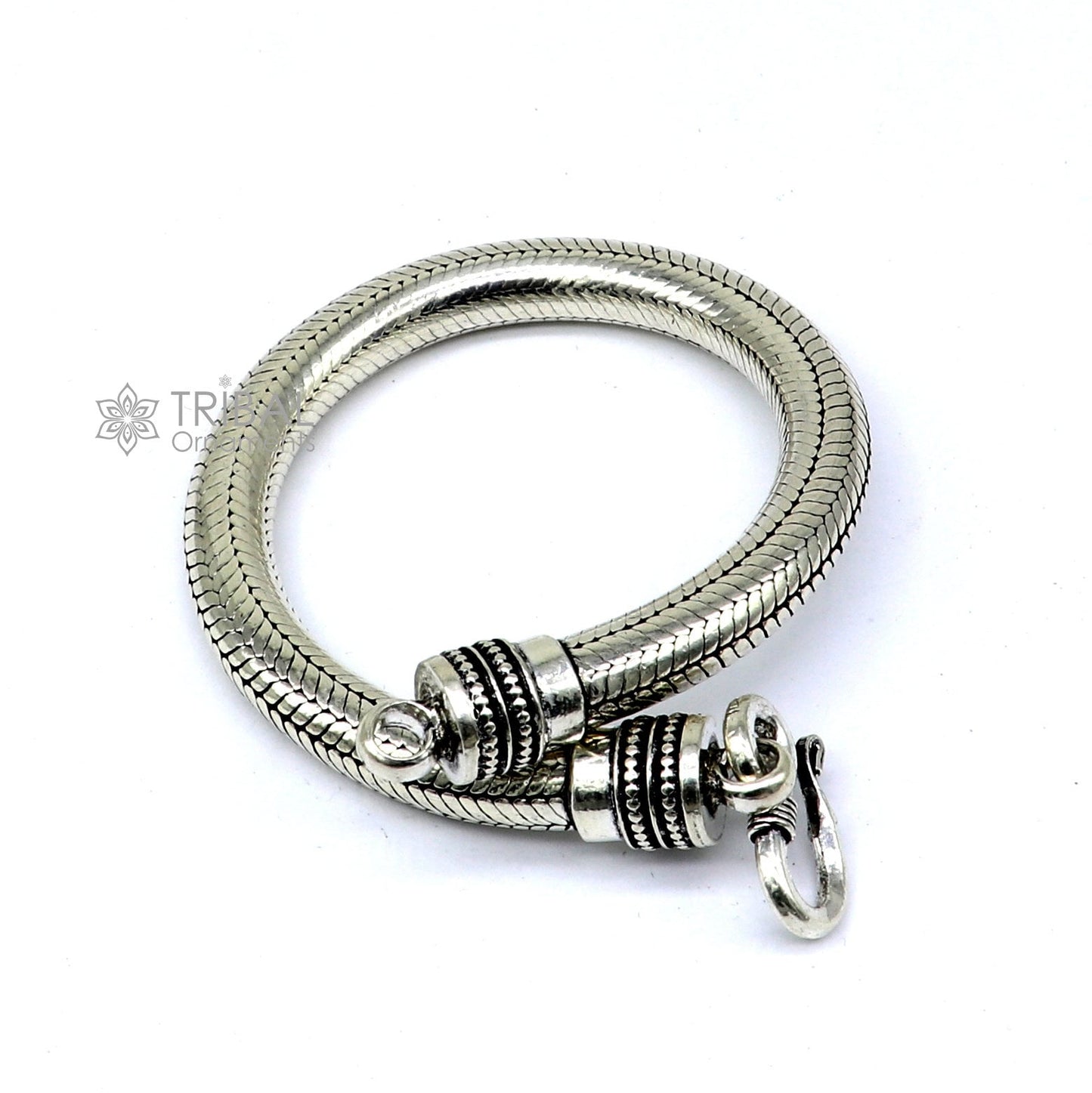 8mm 925 sterling silver handmade amazing inches snake chain flexible unisex bracelet jewelry from Rajasthan india sbr743 - TRIBAL ORNAMENTS