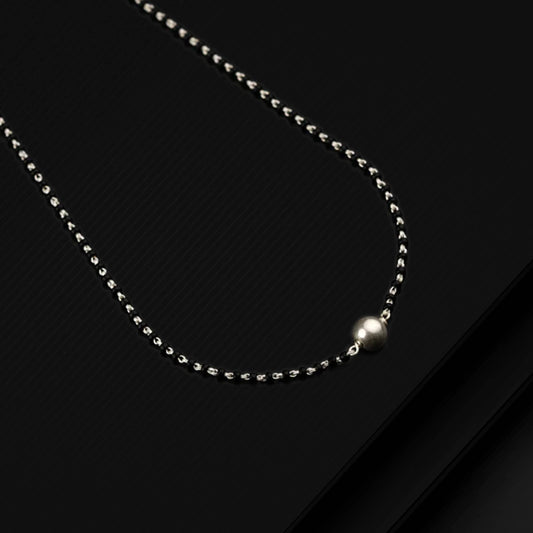 Pure 925 sterling silver black beaded chain necklace and vintage antique silver ball style pendant Mangalsutra ms116 - TRIBAL ORNAMENTS