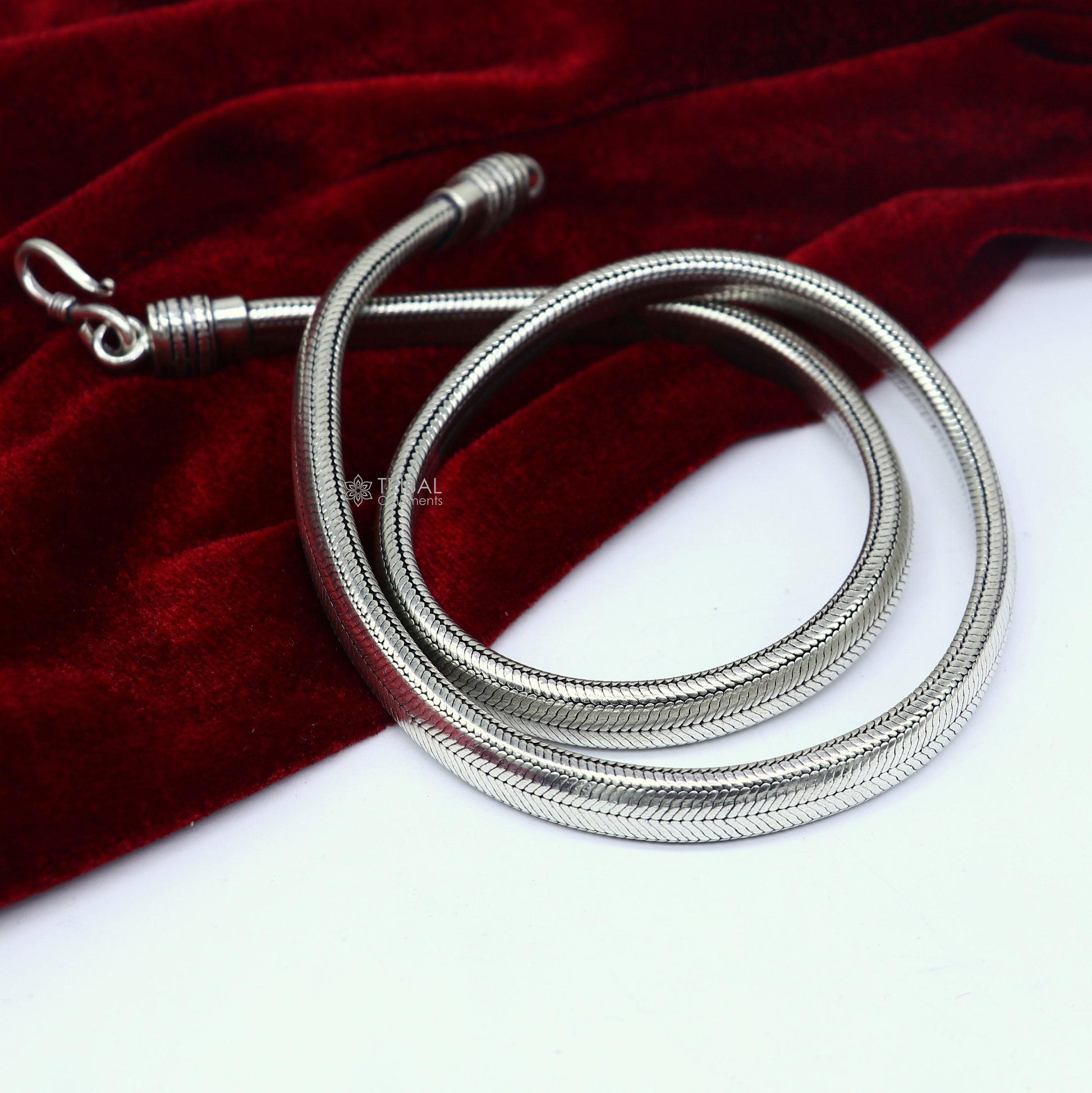 20" inches handmade solid half round D shape snake chain heavy 9mm necklace, amazing luxury royal gifting vintage designer jewelry ch601 - TRIBAL ORNAMENTS