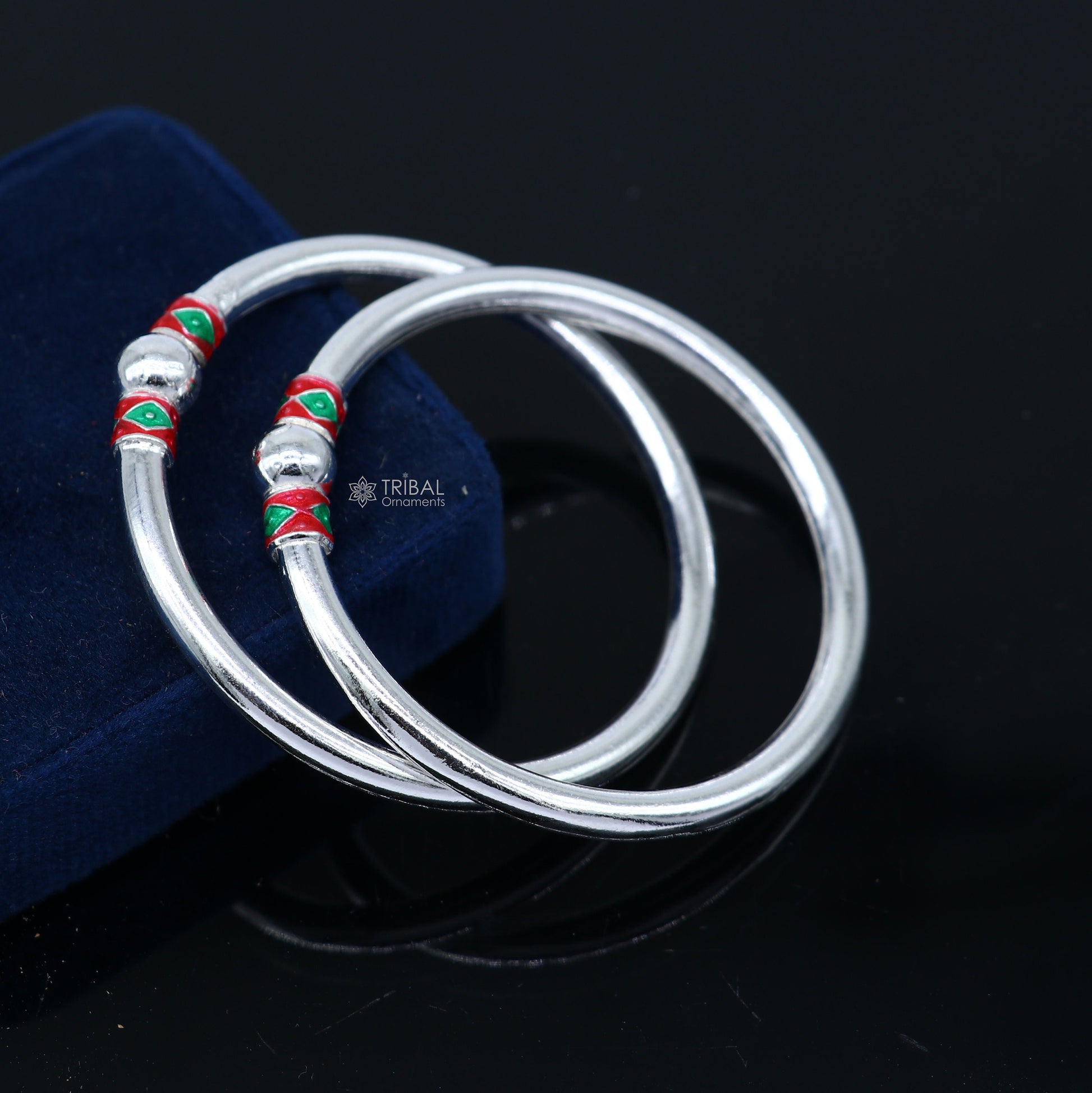 925 Sterling silver handmade Single ball design baby bangle bracelet kada, fabulous silver baby jewellery bbk204 - TRIBAL ORNAMENTS