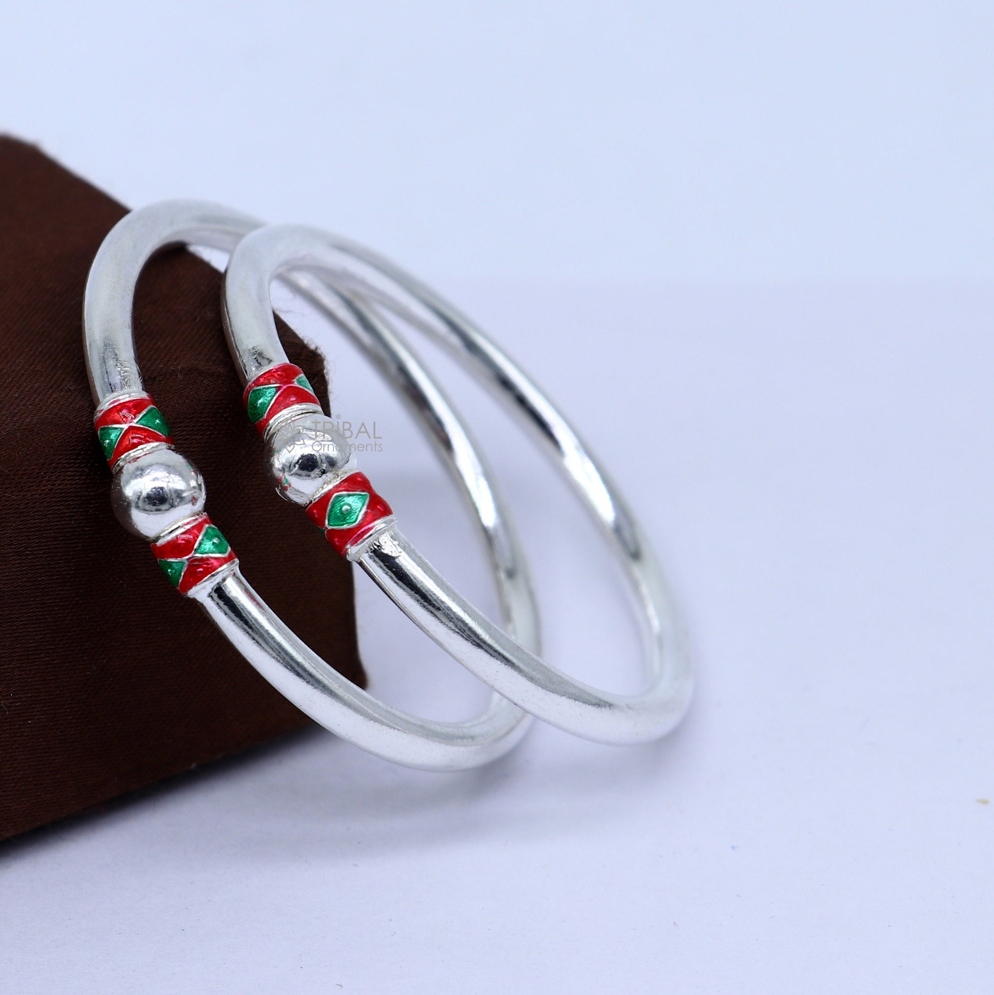 925 Sterling silver handmade Single ball design baby bangle bracelet kada, fabulous silver baby jewellery bbk204 - TRIBAL ORNAMENTS