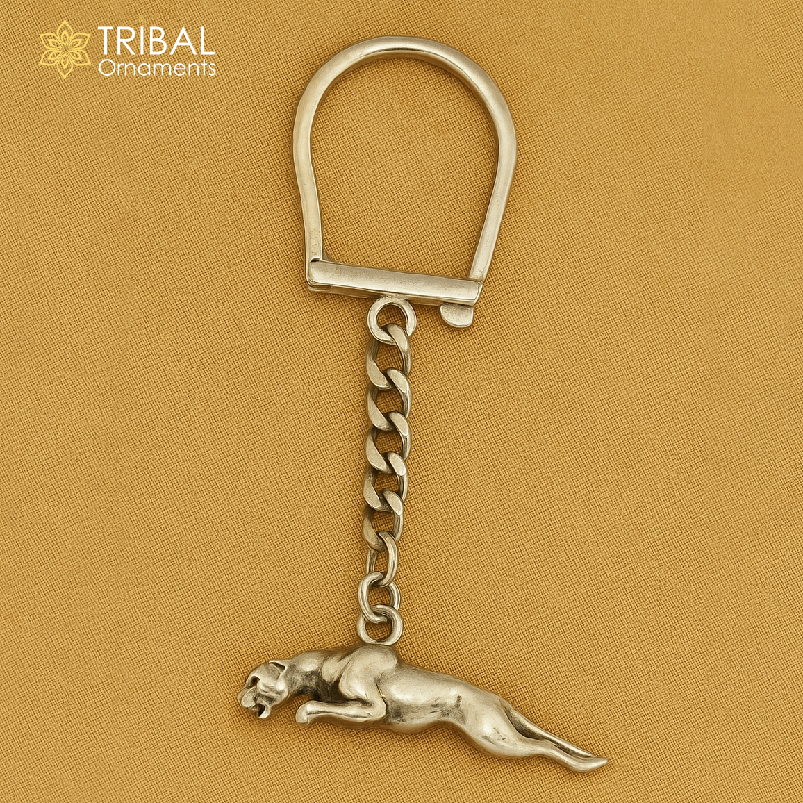 925 Sterling silver handmade unique leopard design solid key chian, stylish royal gifting silver accessories unisex gift, jewelry art kch03