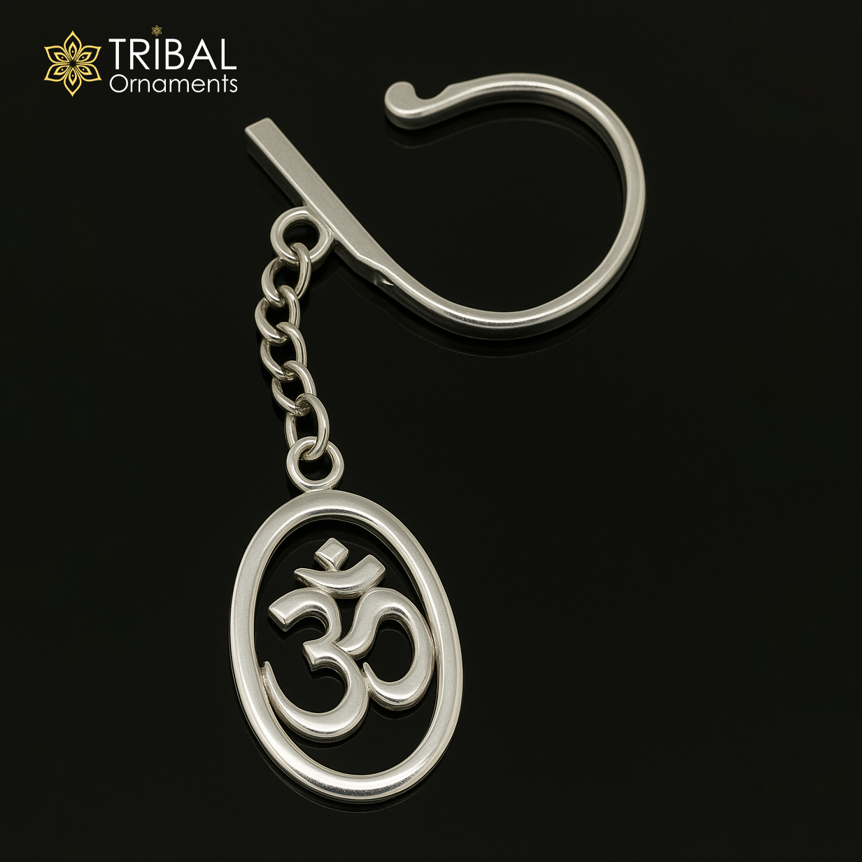 925 Sterling silver handmade unique style OM "aum" mantra solid key chian, stylish royal gifting silver accessories unisex gift kch08