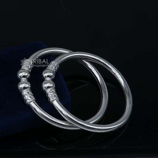 925 sterling silver handmade plain Ball design bangle bracelet kada jewelry, unique ball kada bangle for girls nba430 - TRIBAL ORNAMENTS