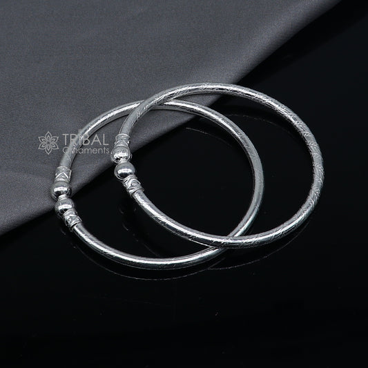 925 sterling silver handmade plain Ball design bangle bracelet kada jewelry, unique ball kada bangle for girls nba433 - TRIBAL ORNAMENTS